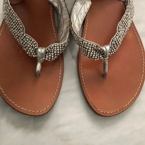 Steve Madden Silver Tan Rhinestone Sandals - Picture 4 of 9